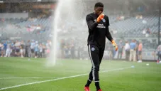 Sea Johnson durante calentamiento previo a un encuentro del New York City