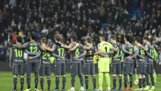 Jugadores de la Real, previo a un partido