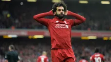 Mohamed Salah celebra anotación con el Liverpool