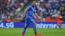 Adrián Aldrete durante un partido con el Cruz Azul