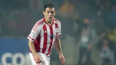 Pablo Aguilar en un partido de Paraguay
