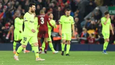 Jugadores del Barcelona tras la derrota