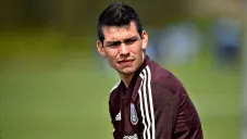 Hirving Lozano durante un entrenamiento con el Tricolor