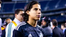 Lainez en un juego amistoso con el Tri
