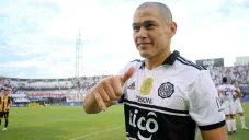 Darío Verón durante su despedida del futbol