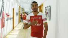Aubameyang en los pasillos del Arsenal