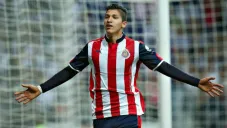 Ángel Zaldivar festeja el gol frente a Monterrey en Copa MX