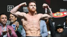 Saúl Álvarez, en el pesaje previo a un combate