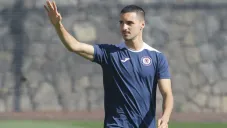 Eustaquio, en un entrenamiento de Cruz Azul