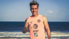 Oso González durante su primer día de pretemporada con las Águilas