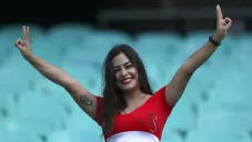 Larissa Riquelme durante un partido de Paraguay en Copa América