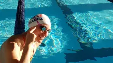 Ibáñez tras una competencia de natación