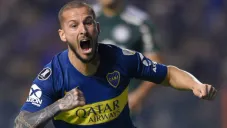 Benedetto en festejo de gol con Boca Juniors