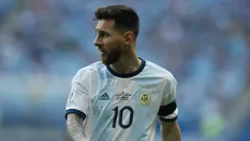 Messi durante un partido con Argentina