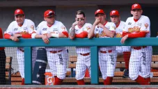 Jugadores de los Diablos Rojos observan el duelo