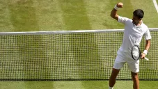 Novak Djokovic celebra victoria en Wimbledon 