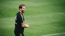 Sergio Ramos durante un entrenamiento del Real Madrid