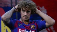 Antoine Griezmann durante su presentación con el Barcelona