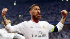 Sergio Ramos celebra un gol con el Real Madrid
