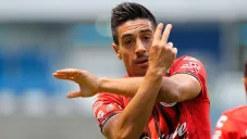 Washington Camacho festeja un gol contra Puebla