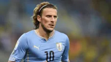 Diego Forlán, en un juego con Uruguay en 2014
