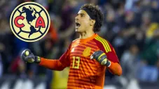 Guillermo Ochoa, en festejo en un juego del Tri