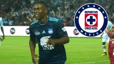 Brayan Angulo, durante una celebración con Emelec