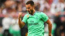 Eden Hazard celebra una anotación con el Real Madrid