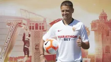 Javier 'Chicharito' Hernández en su presentación con Sevilla