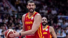 Marc Gasol y Ricky Rubio durante el partido