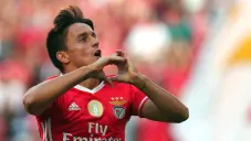 Franco Cervi celebra una anotación con el Benfica