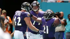 Ravens celebra luego de anotar un touchdown