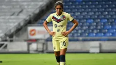 Daniela Espinosa pensativa tras el juego entre Rayadas y América