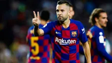 Jordi Alba celebra una anotación con el Barcelona