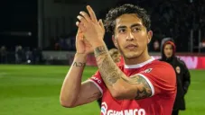 Omar Govea en un partido en Bélgica