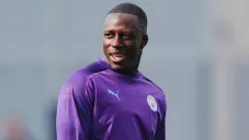Benjamin Mendy en un entrenamiento con el Man City