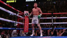 Canelo Álvarez en la pelea contra Jacobs