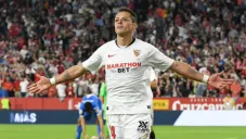 Chicharito festeja su gol ante el Getafe