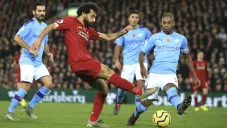 Mohamed Salah en el partido entre Liverpool y Manchester City