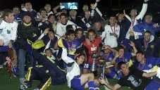 Jugadores de Boca Jrs celebran el triunfo ante Real Madrid