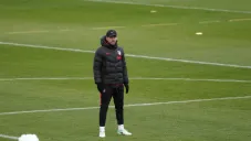 Diego Simeone en un entrenamiento del Atlético de Madrid