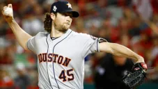 Cole, en un lanzamiento con los Astros de Houston