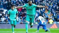 Benzema celebra un gol ante el Espanyol