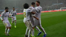 Sergio Ramos celebra una anotación con el Real Madrid