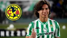 Diego Lainez durante su presentación con el Betis