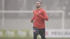 Gastón Silva durante un entrenamiento de Independiente