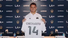 Chicharito Hernández durante su presentación con el Galaxy