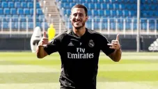 Hazard, en un entrenamiento con el Real Madrid