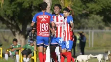 Eduardo López festeja su gol ante León con la Sub 20