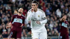 Sergio Ramos celebra un gol con el Real Madrid